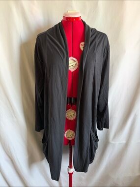 Open-Front Draped Cardigan Sweater - Black
